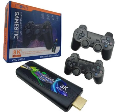 Game Stick Inova 8K 30.000 Jogos Clássicos 2 Controles sem Fio Con-302